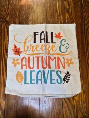 Fall Breeze Autumn Leaves Throw Pillow Cover 18x18 Linen Burlap Thanksgiving
